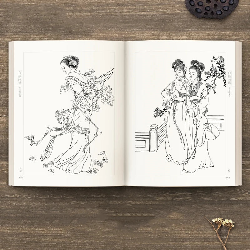 Line Drawing Painting Book Flowers Birds Animals Chinese Meticulous Painting Technique Book Vegetable Fruit Drawing Copying Book