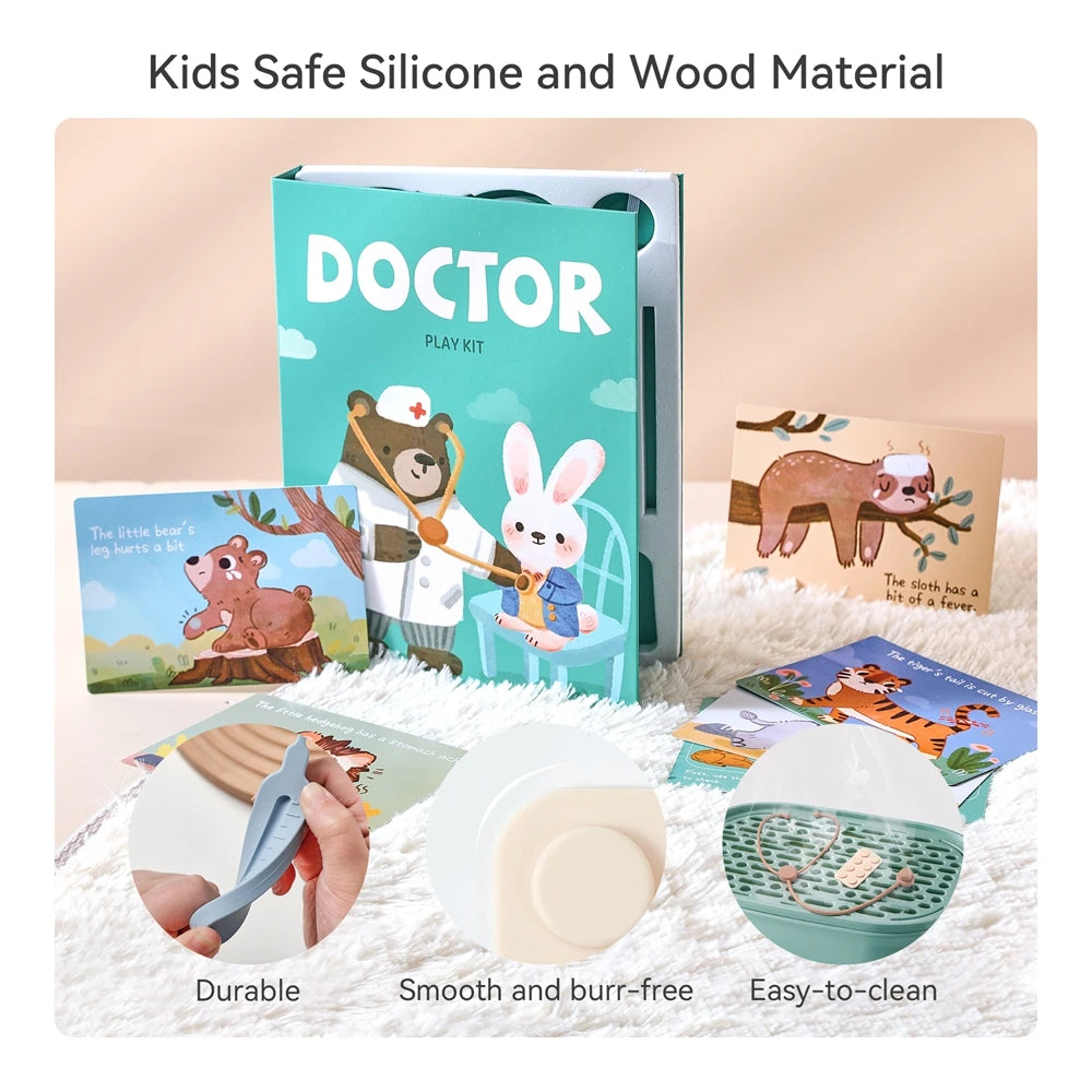 Baby Toys Silicone Play House Doctor Medical Toys Pretend Treatment Tool Model Stethoscope Syringe Silicone NO BPA Toys for Kids