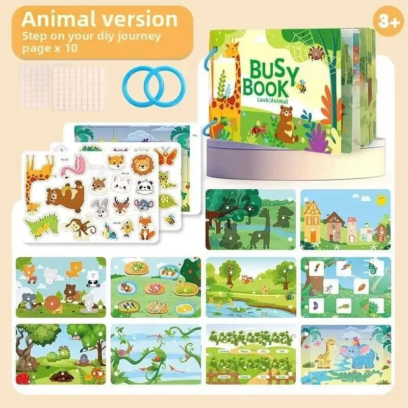 Montessori Busy Book My First Quiet Book Paste Early Learning Education Toy Children Toy Matching Game for Baby 3 4 5 Years