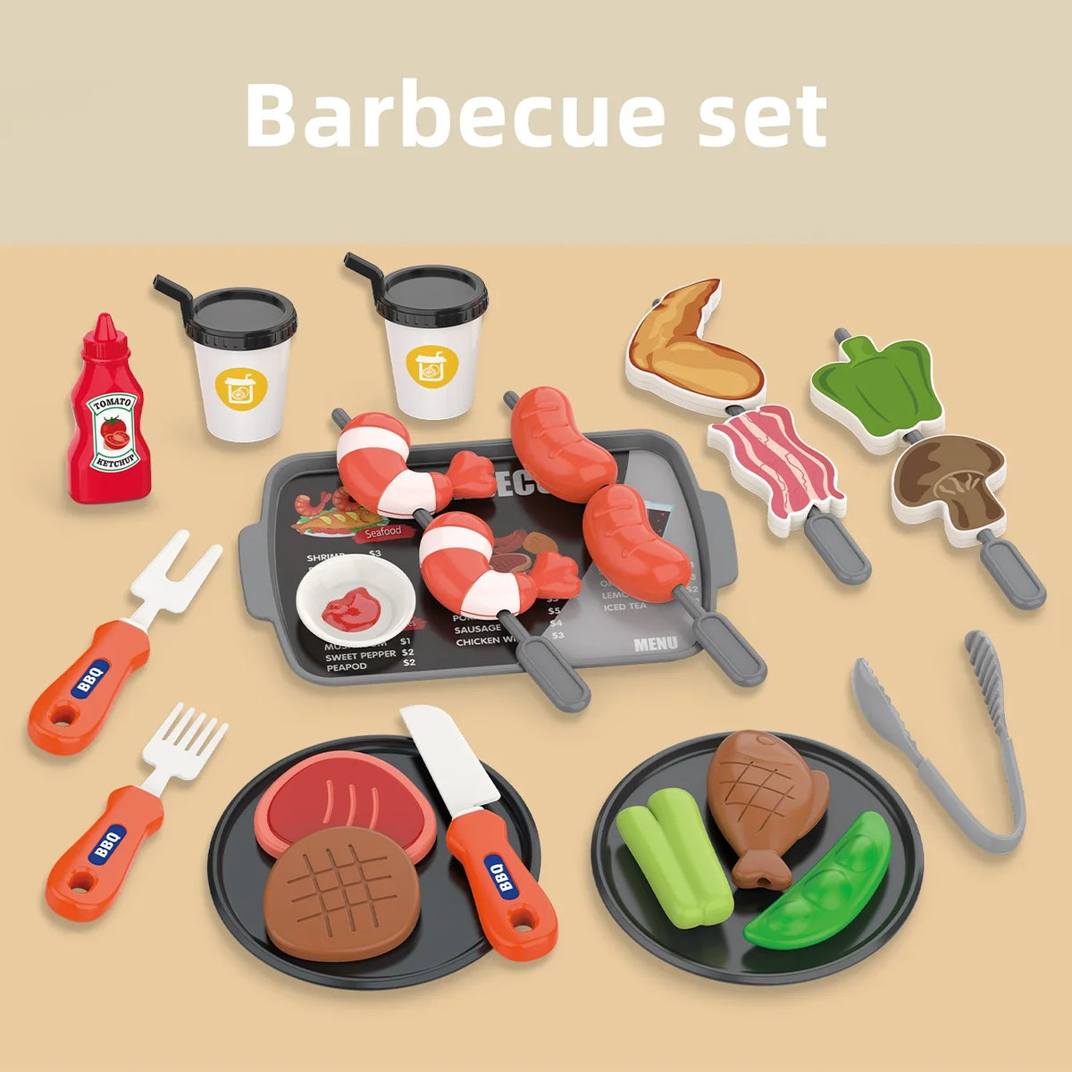 Children's Toys Pretend Play, Barbecue, Fast Food, Pizza, Sushi, Afternoon Tea, Desserts, Kitchen Food, Toy Sets