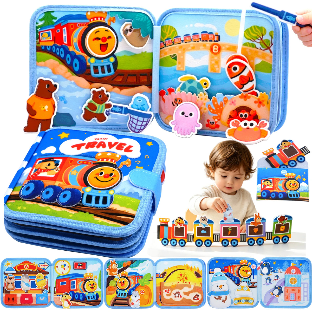 Montessori Busy Book for Toddlers Felt Quiet Book & Busy Sensory Toy Educational Travel Toy For Preschool Fine Motor & Cognitive