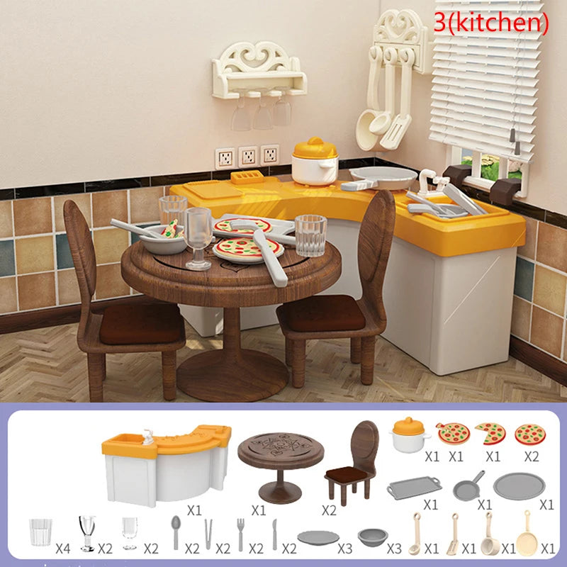 1 Set Dollhouse Furniture Miniature Toy For Dolls Kids Children House Play Toy Mini Furniture Doll Toys Boys Girls Gifts
