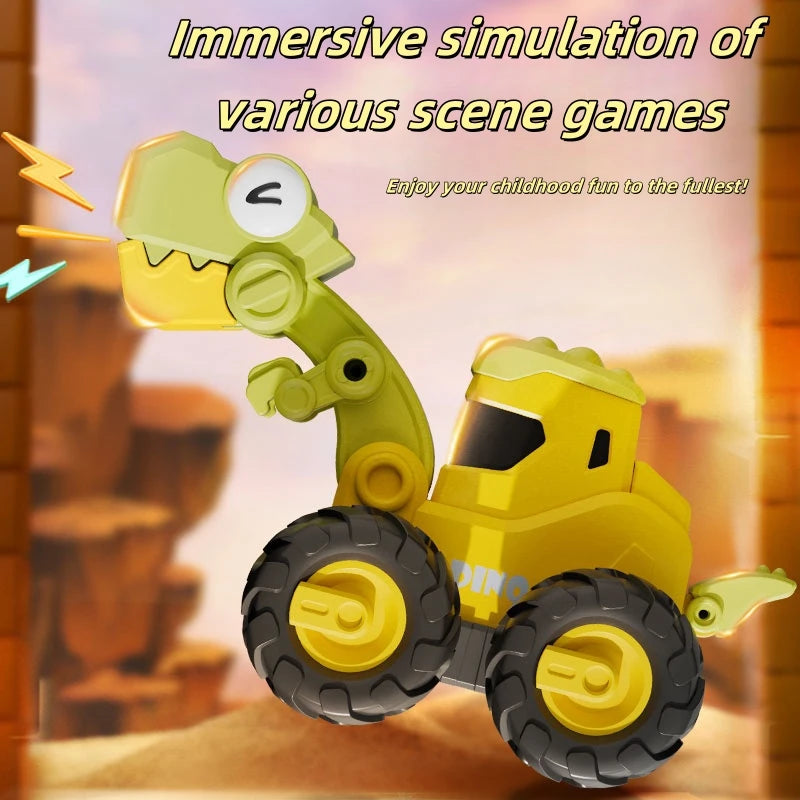 Children's Dinosaur Press Toy Engineering Car Inertial Walking Power Returning Car Baby Puzzle Boy Toy Car