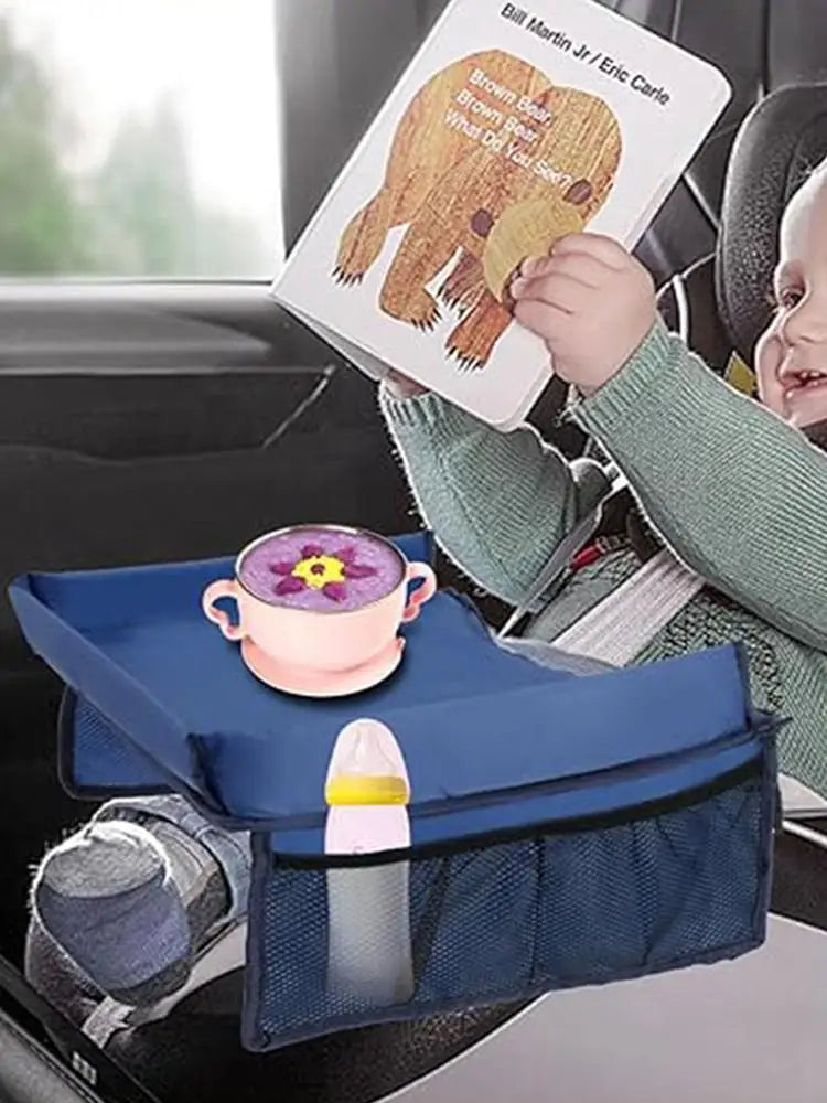 Car Seat Travel Tray Safety Seat Play Table Organizer Storage Snacks Toys Cup Holder Waterproof For Baby Children Kids Stroller