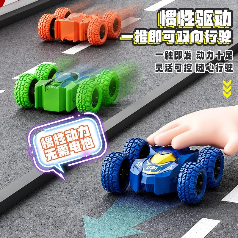 New children's four-wheel drive double-sided inertial car stunt tumbling model boy toy car toys, children's birthday gifts