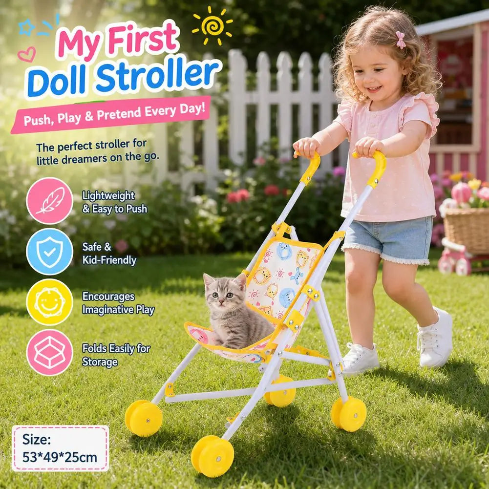 Trendy Interactive Dolls Pram Play Toys Plastic Doll Handcart Stable Baby Stroller for Boys Girls Babies Baby Doll Stroller Toy