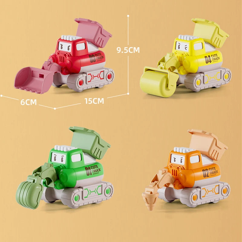 Baby Cartoon Toy Car Mini Press Go Vehicles Inertia Pull Back Cars Montessori Early Education Crawling Toys for Toddlers Boys