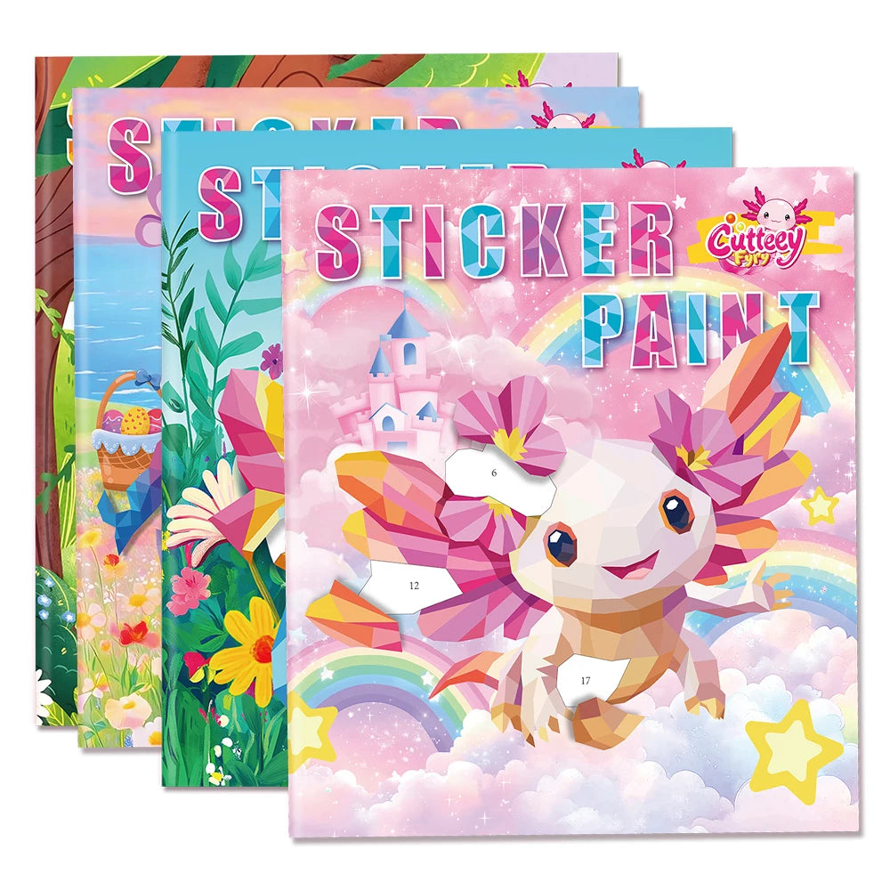 Busy Travel Toy Paint By Sticker For Kids, Screen Free Sticker Book By Number, Resuable Puzzle Sticker Paint Book For Girls Gift