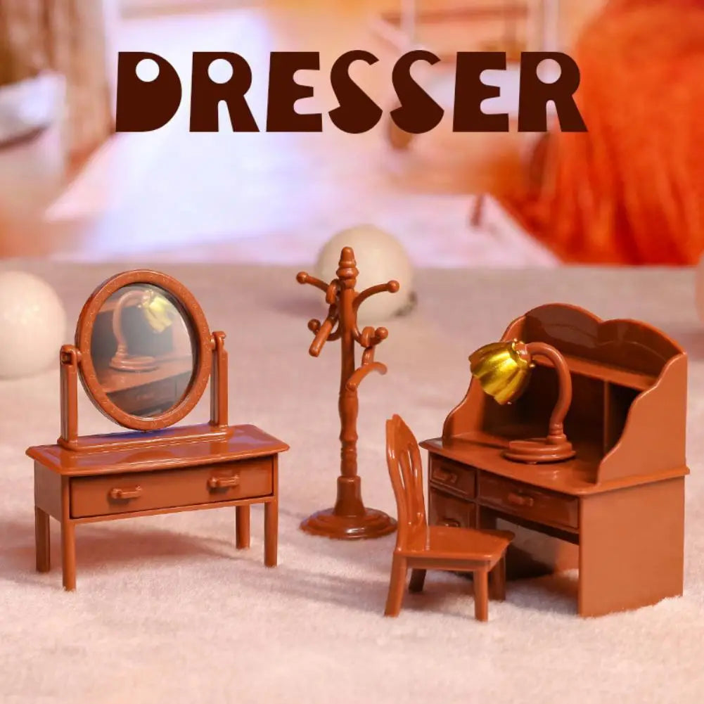 Dollhouse Miniature Furniture DIY Toy Set Forest Family Boys Girls Pretend Play Furniture Toys Living Room Kitchen Doll House
