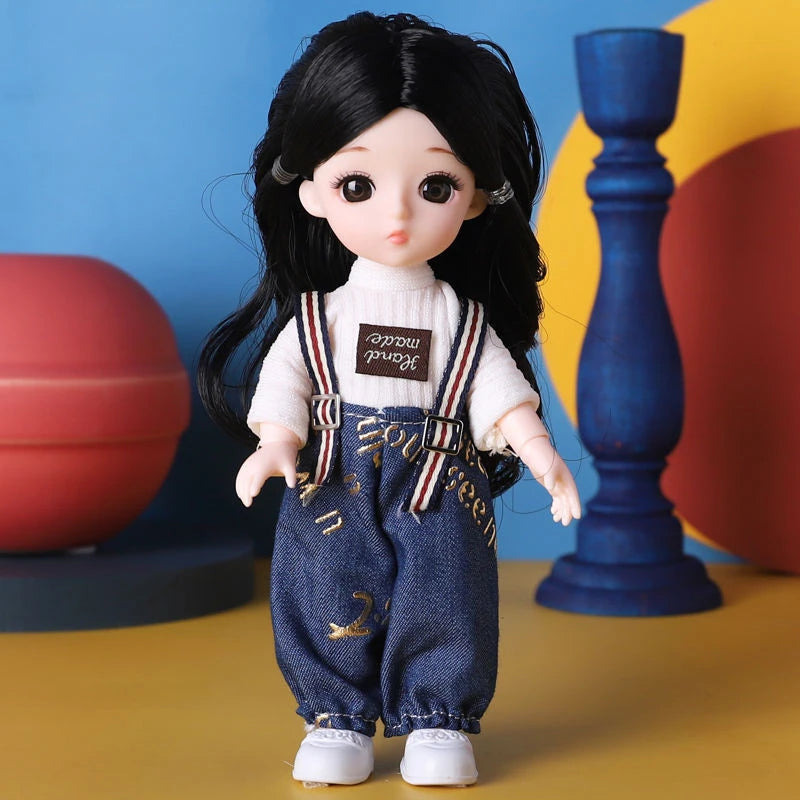Doll For Girl Toy BJD Mini Doll 13 Movable Joint Baby 3D Big Eyes Beautiful DIY Toy Doll With Clothes Dress Up 1/12 Fashion Doll