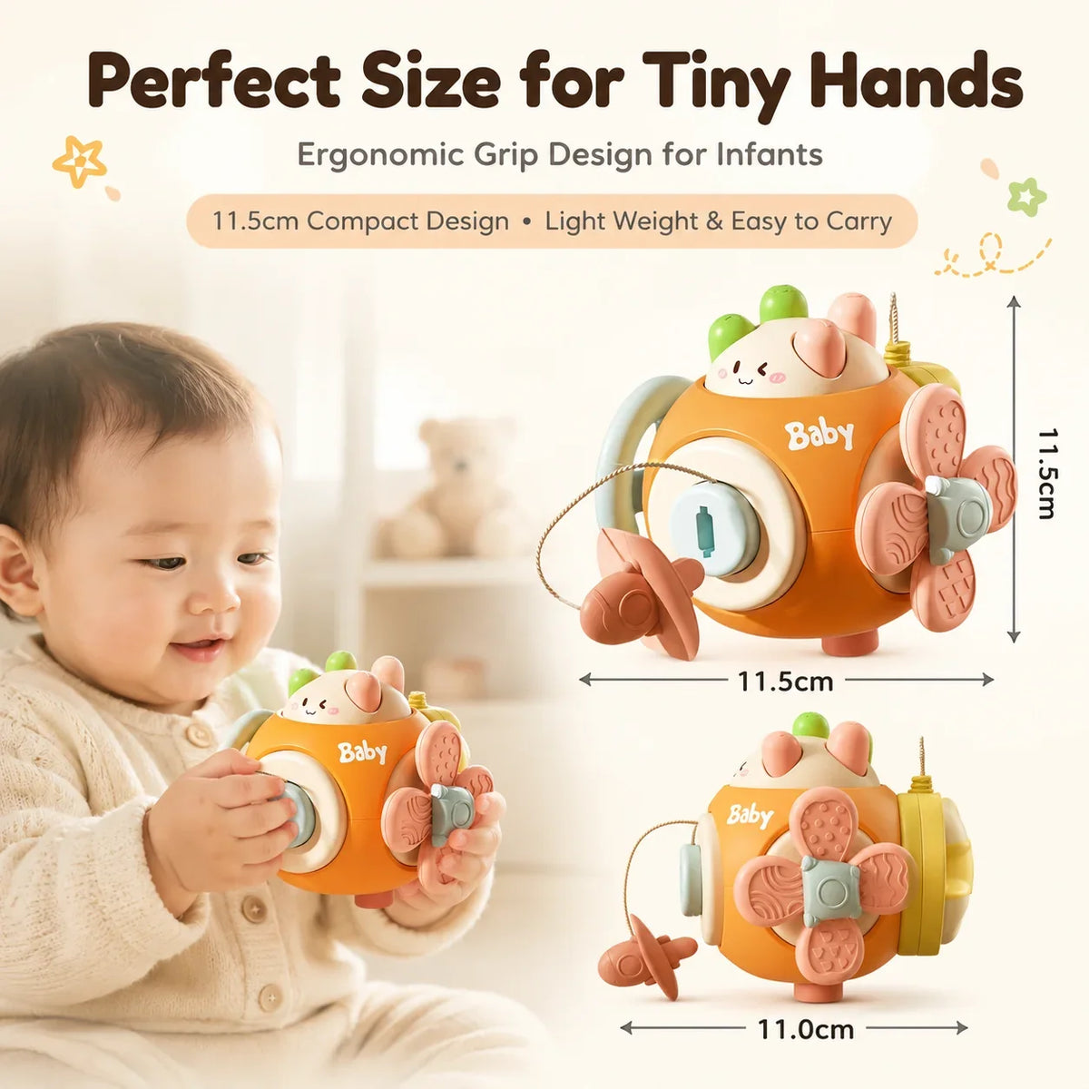 6-in-1 Sensory Busy Ball Montessori Interactive Toy Baby Fine Motor Training Early Educational Play Gift for Infant Toddler 6 M+