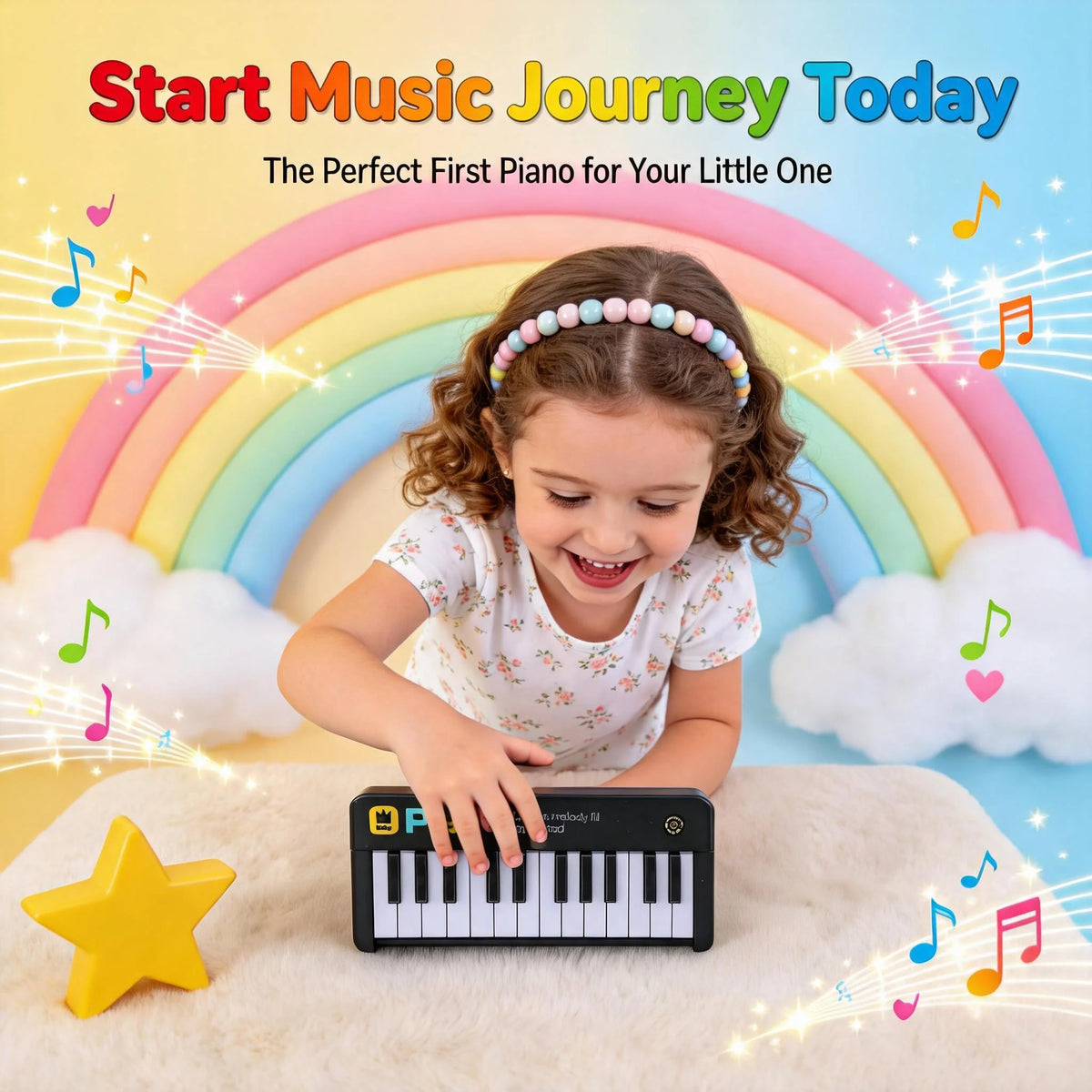 Portable Piano Toys for Toddler, Baby Musical Toys with Music & Light, Pocket Travel Instrument Toys