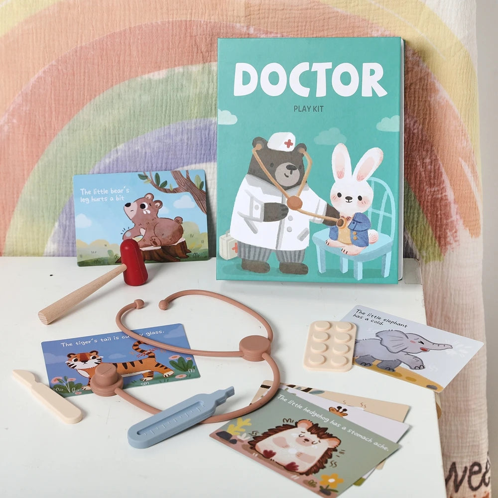 Baby Toys Silicone Play House Doctor Medical Toys Pretend Treatment Tool Model Stethoscope Syringe Silicone NO BPA Toys for Kids