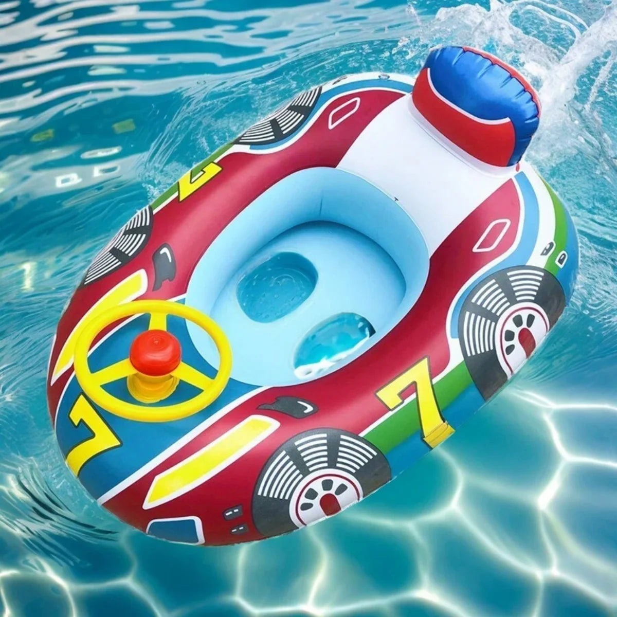 Children's swimming pool float - A safe and practical inflatable summer beach float with a handle suitable for children to use