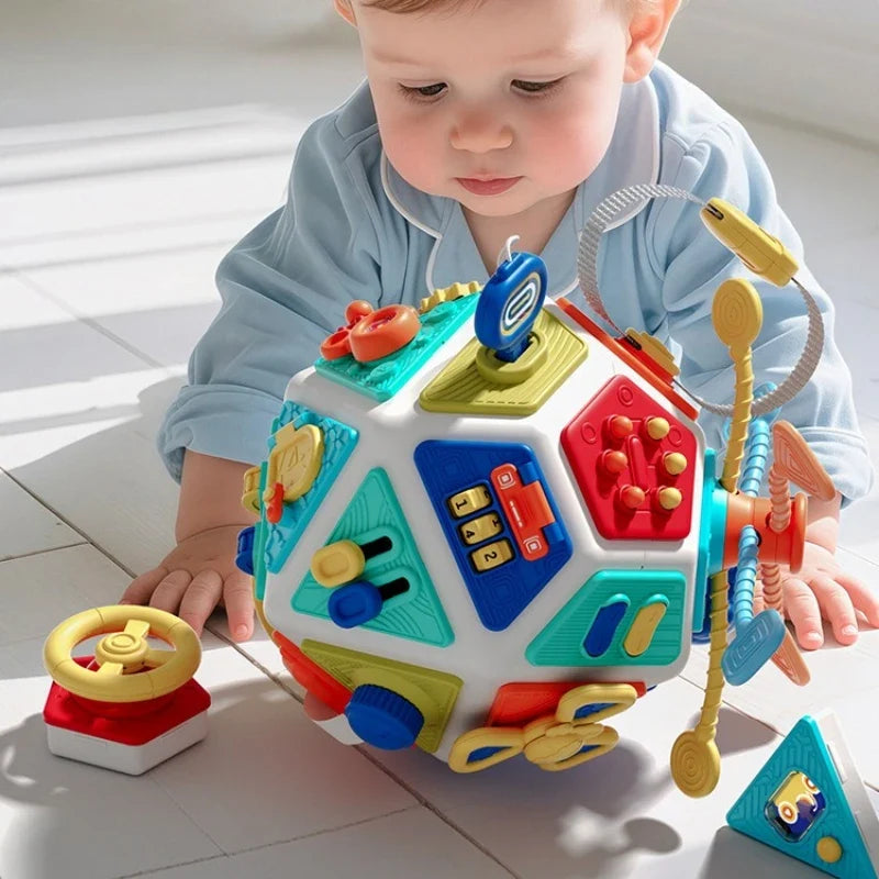Montessori Baby Busy Board Cube Sensory Toys Toddler Educational Travel Lock Box Fine Motor Skill Learning Activity Toy