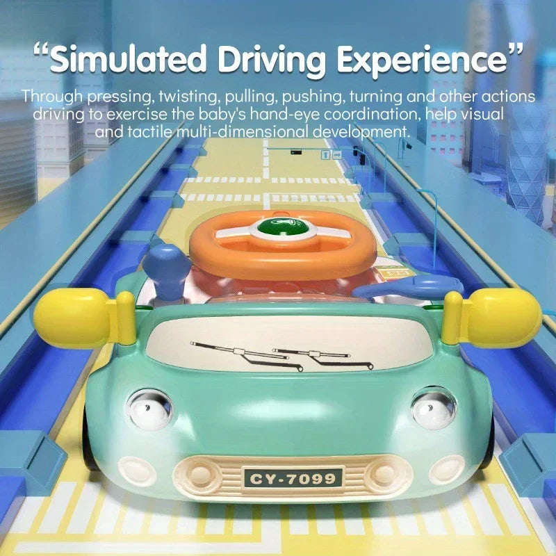 Children's Steering Wheel Toy Simulation Driving Toys with Light Music Car Seat Play Baby Interactive Educational Toy for Kids