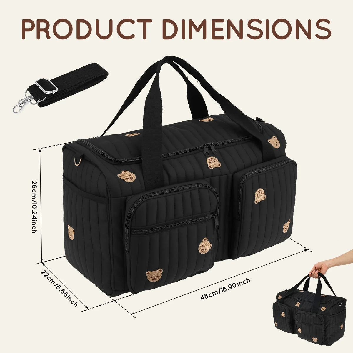 Portable Mommy Bag Large Capacity Hospital Maternity Bag with Shoulder Strap and Multiple Pockets Multipurpose Diaper Tote Bags