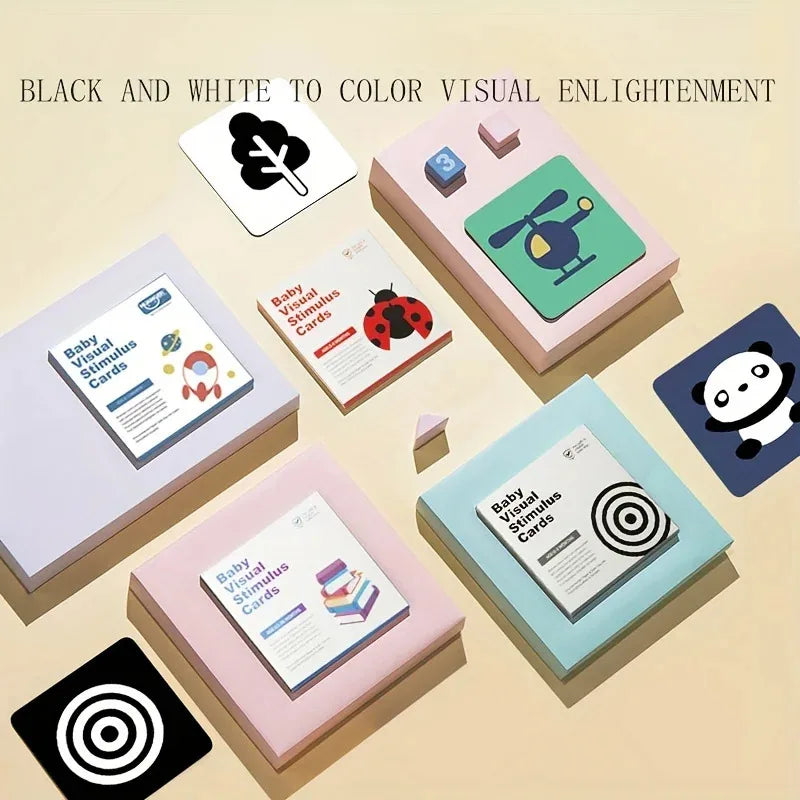 Black & White Baby Cards - High Contrast Visual Stimulation, Early Sensory Cognitive Toy for 0-36 Months