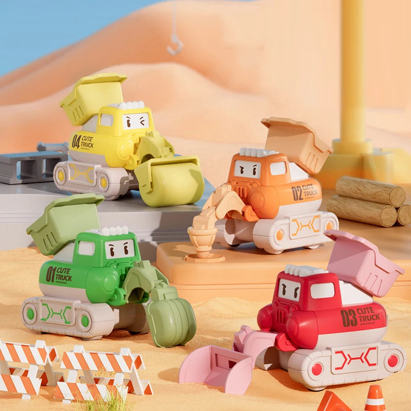 Baby Cartoon Toy Car Mini Press Go Vehicles Inertia Pull Back Cars Montessori Early Education Crawling Toys for Toddlers Boys