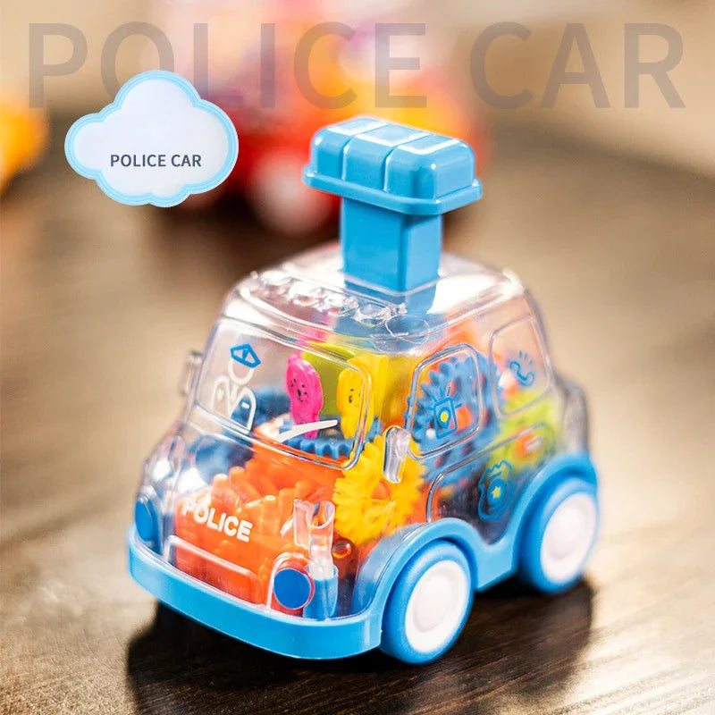 Baby Toy Press and Go Gear Car Toy for Toddlers 1 2 3 Years Old Light Up Toy Inertial Car Birthday Gifts for Kids Boys and Girls