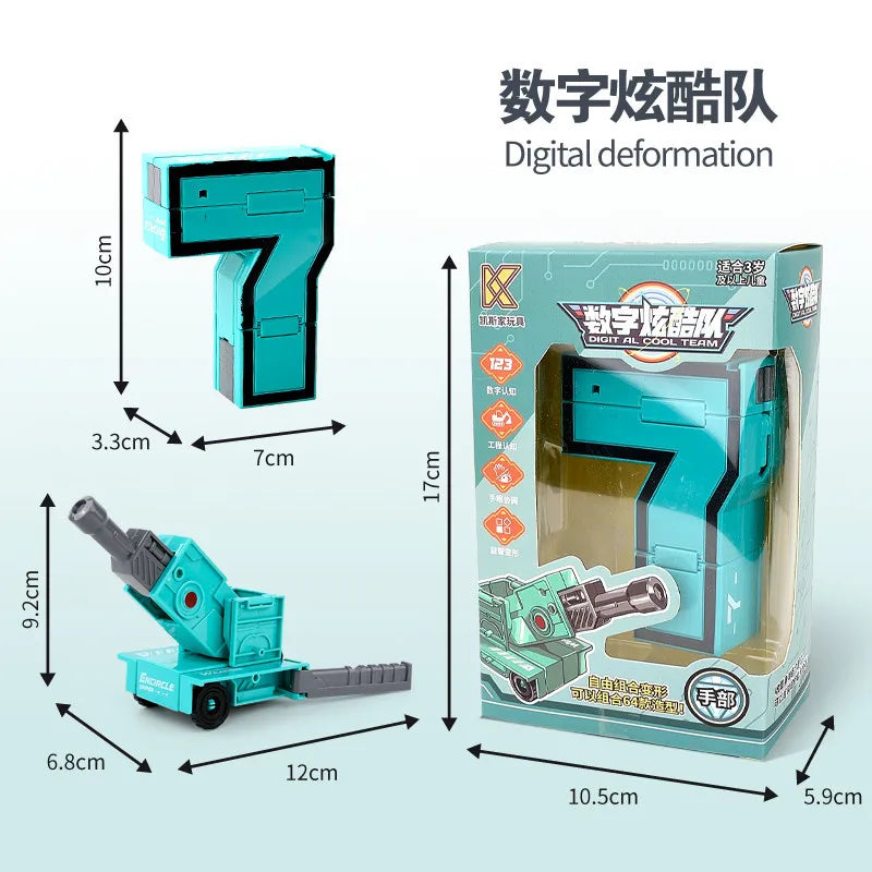 Children's Toy Car Oversized Digital Deformation Toy Children's Robot Digital 0-9 Assembly Puzzle Package Boys' Toys