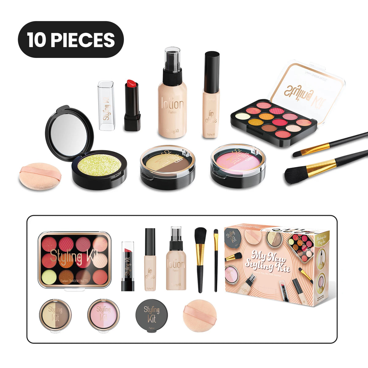 Child Girl Makeup Career Role Play Toys Play Makeup Toys Simulated Pretend Play Cosmetics Lipstick Powder Blusher Sets for Kids