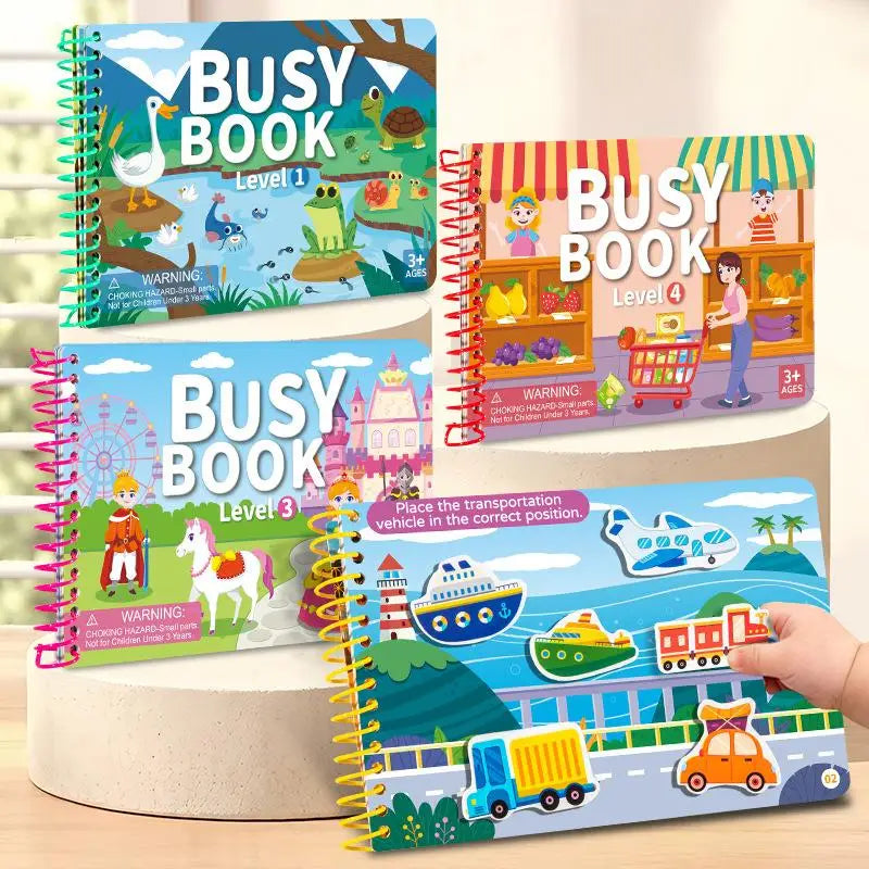 Interactive Kids Busy Book with 4 Cartoon Themes Ideal for Travel and DIY Sticker Play