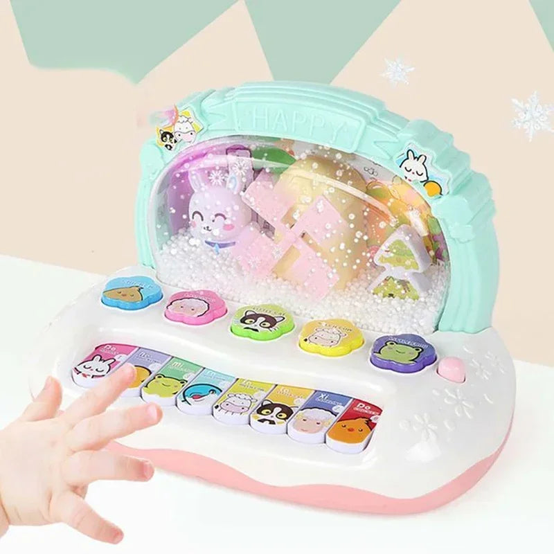 Electronic Piano Keys Snowfiake Cartoon Musical Instrument Toys Sounds Lights Children Educational Game Kids Toys Christmas Gift