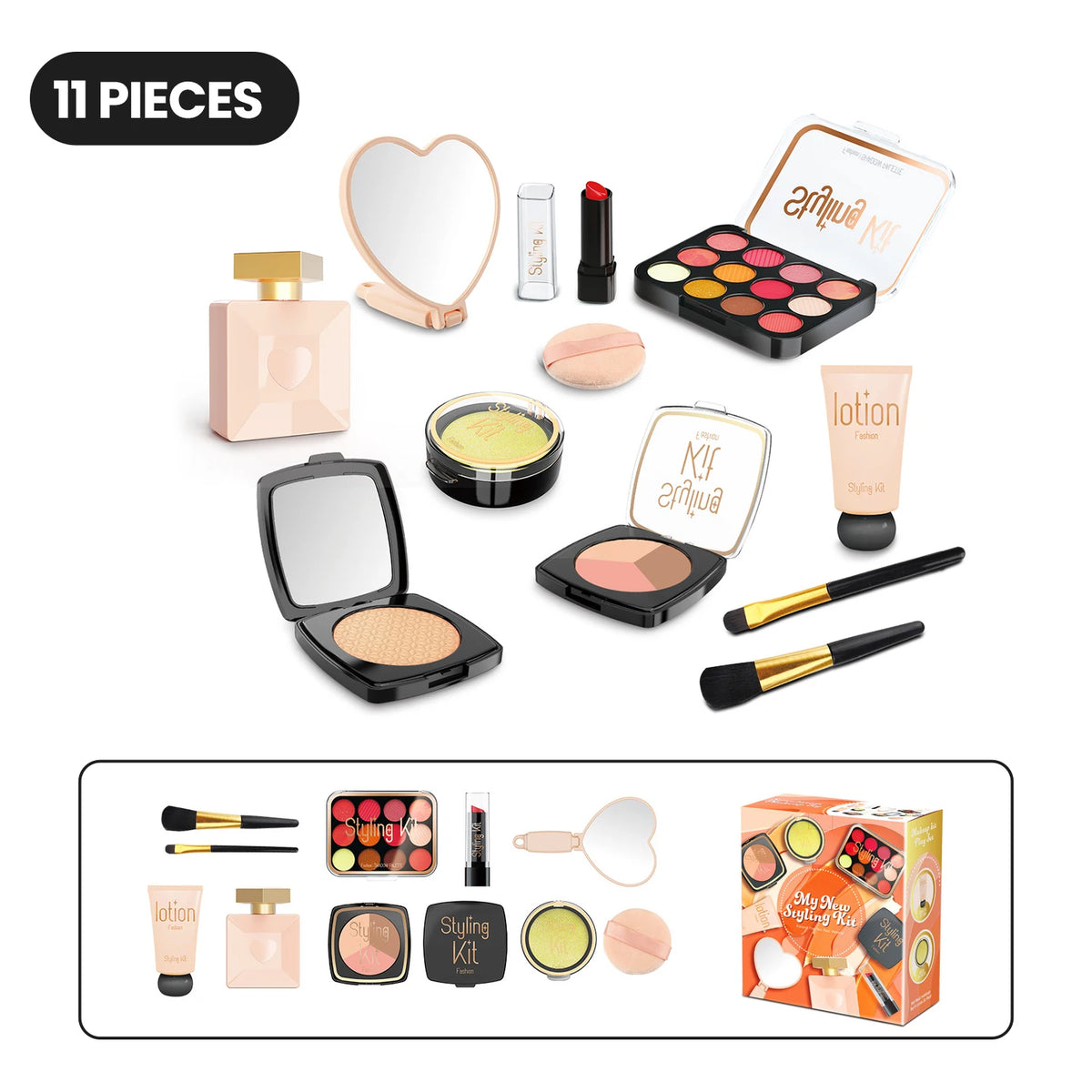 Child Girl Makeup Career Role Play Toys Play Makeup Toys Simulated Pretend Play Cosmetics Lipstick Powder Blusher Sets for Kids