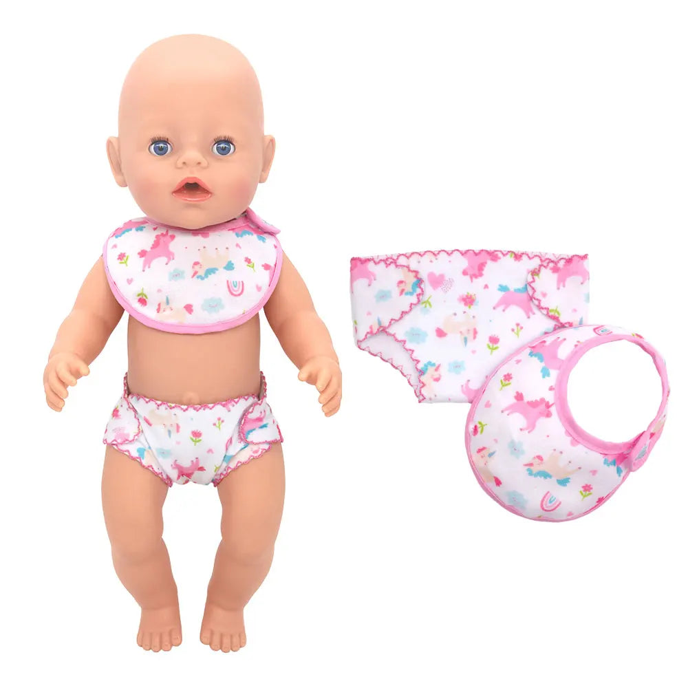 2023 New Drool towel set  For 17 Inch Baby Doll 43cm Doll Clothes, Doll Accessories.