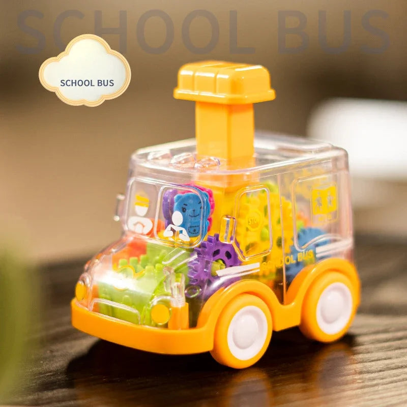 Baby Toy Press and Go Gear Car Toy for Toddlers 1 2 3 Years Old Light Up Toy Inertial Car Birthday Gifts for Kids Boys and Girls