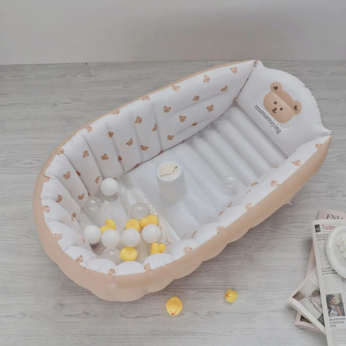 Ins Style Baby Inflatable Bathtub, Infant Portable Bath Tub, Indoor Kids Swimming Pool, Home Children Wash Basin for Newborn