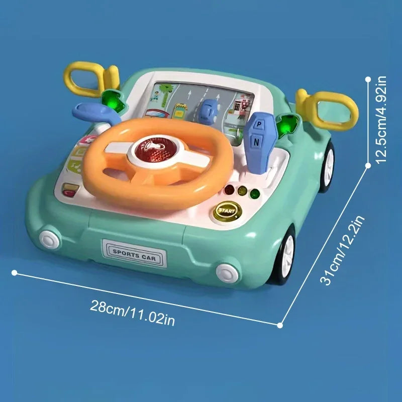 Children's Steering Wheel Toy Simulation Driving Toys with Light Music Car Seat Play Baby Interactive Educational Toy for Kids