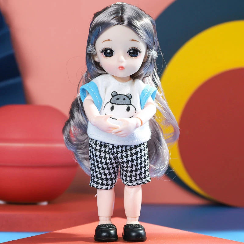 Doll For Girl Toy BJD Mini Doll 13 Movable Joint Baby 3D Big Eyes Beautiful DIY Toy Doll With Clothes Dress Up 1/12 Fashion Doll