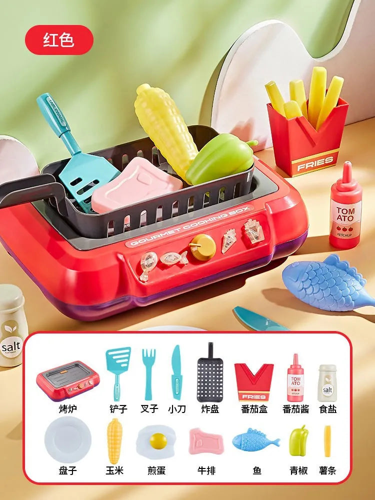 DIY Kitchen Cooking Toy Set with 20pcs Multi-functional Induction Children's Play House Food Toys for Parent-child Funny Gifts