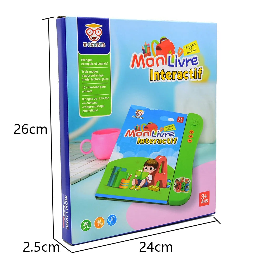 French English Bilingual Audio Books Kids Interactive Sound Book Early Learning Language E-Book Educational Toy for Toddlers