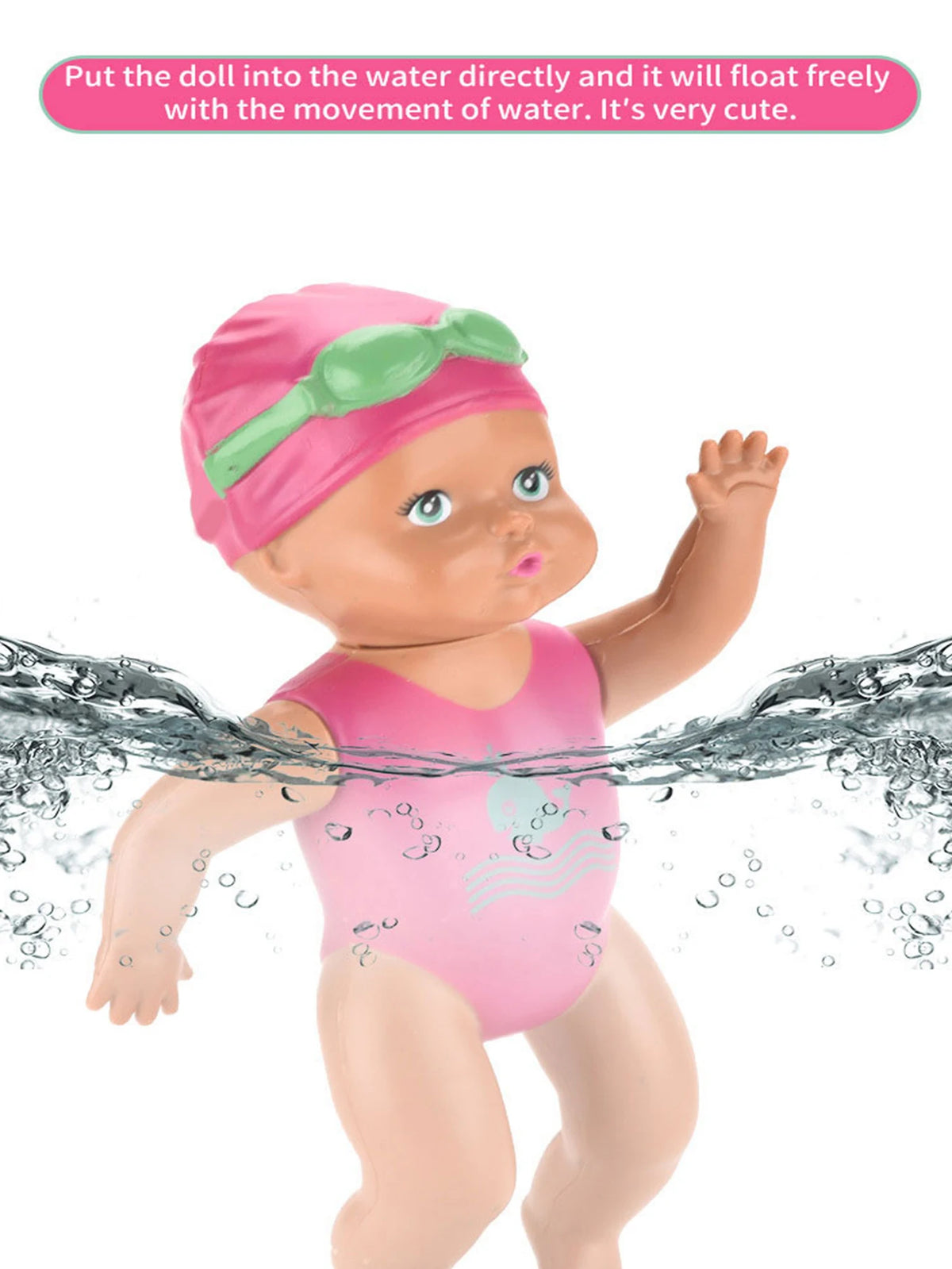 6 Inch Wind Up Swimming Baby Doll Bath Toy,Kids Wind Powered Swimming Doll Bathtub Toy,Summer Pool Beach Bath Play Toy for Baby