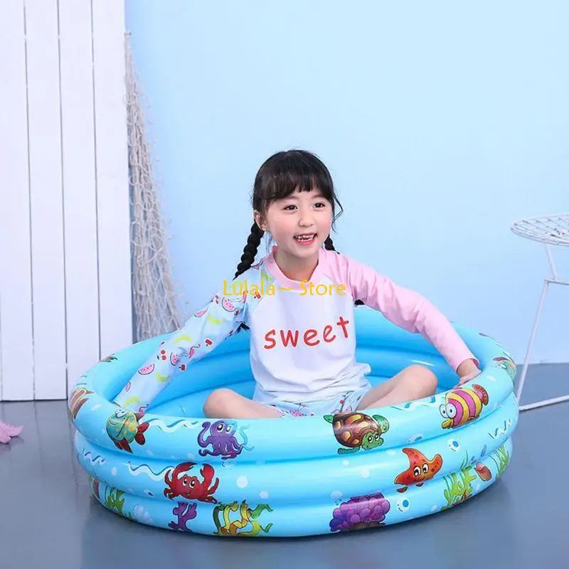 Y4QA 1 Set Baby Infants Inflatable Swimming Pool Kids Round Safety Swim Pool Foldable