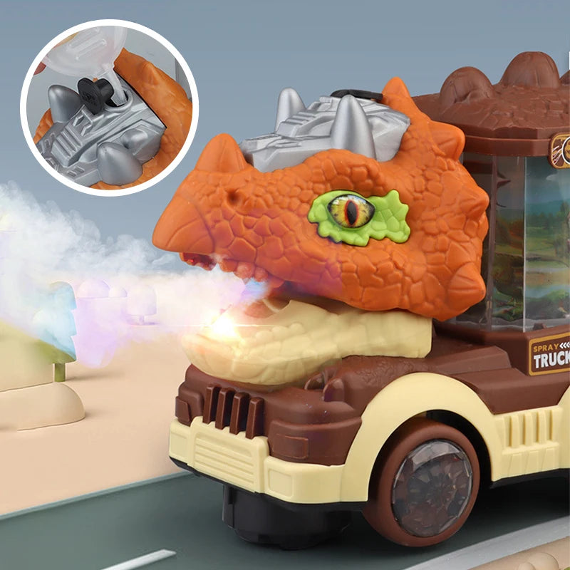 Dinosaur Spray Electric Car Toy with Light Sound Dinosaur Model Triceratops Tyrannosaurus Rex Interactive Kid Boy Truck Toy Gift
