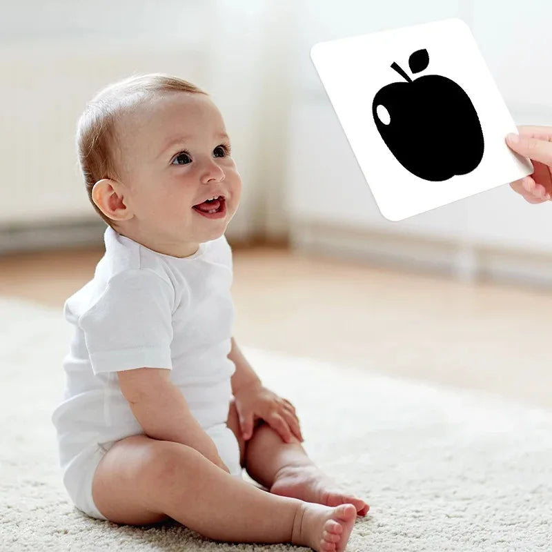 Black & White Baby Cards - High Contrast Visual Stimulation, Early Sensory Cognitive Toy for 0-36 Months