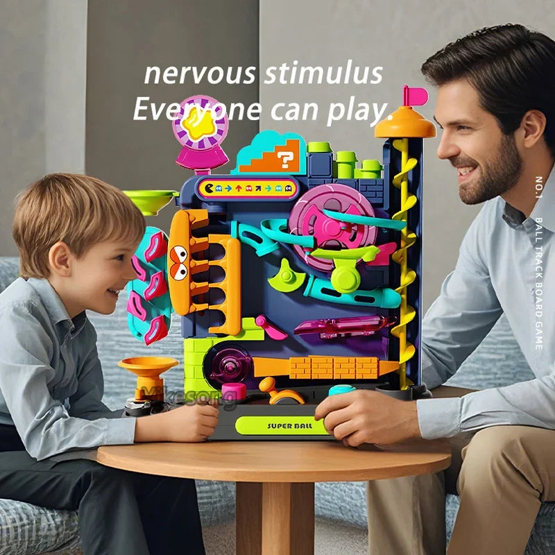 Educational Montessori Toy Multi-Layer Track Adventure Game Rail Rolling Ball Model Interactive Brain for Children Kids