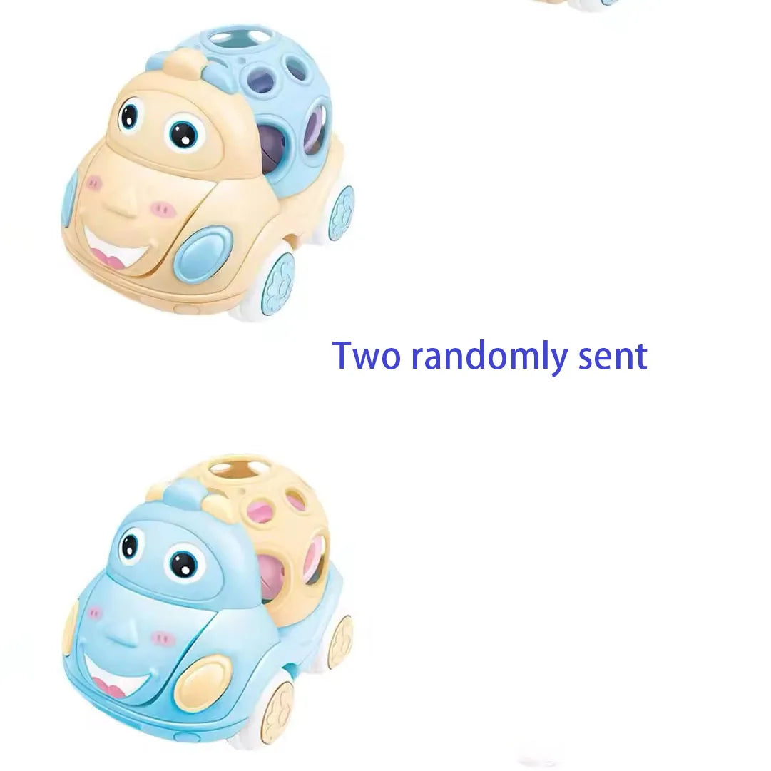Baby Toy Car Rattle Roll Cars for Toddler 1-3 Press and Go Car Friction Powered Truck Soft Rattles for Babies Girl Birthday Gift