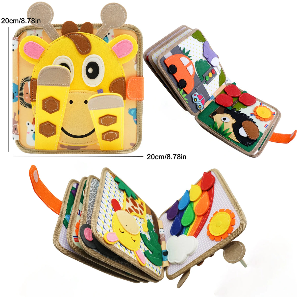 Montessori Farm Quiet Busy Book Soft 3D Cloth Book Baby Sensory Toy Infant Early Cognitive Educational Life Skills Learning Book