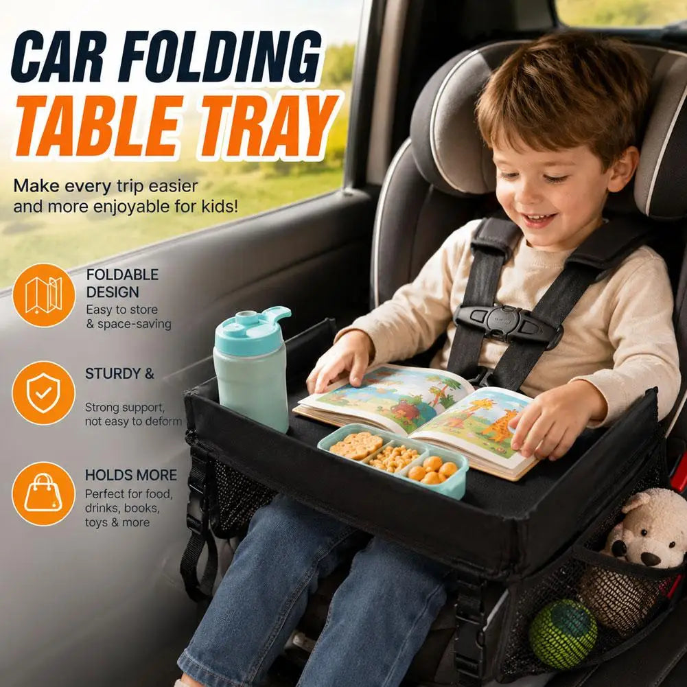 Car Seat Travel Tray Safety Seat Play Table Organizer Storage Snacks Toys Cup Holder Waterproof For Baby Children Kids Stroller