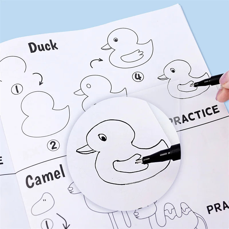 Fun Drawing Book Drawing Book Step-by-Step Guide with Animal Illustrations Cute Cartoon Characters Colorful Patterns Book