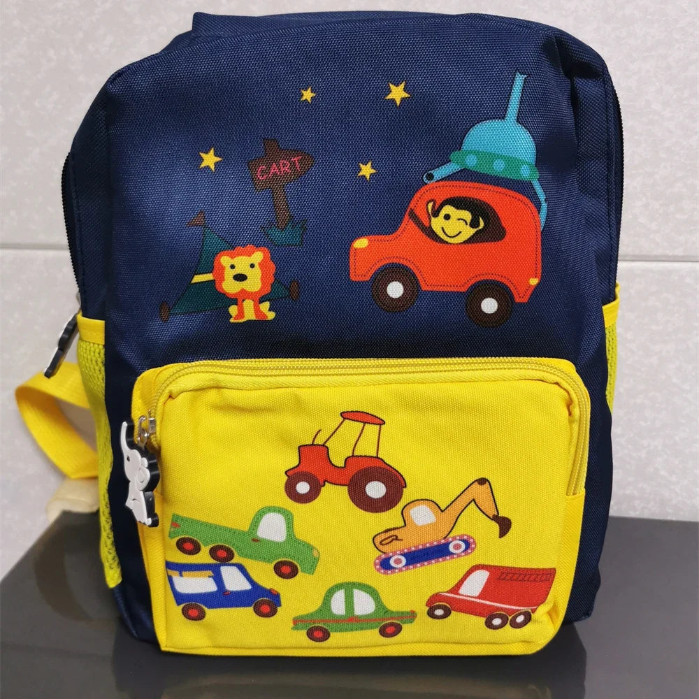 Cartoon Cars Kindergarten Backpacks Personalized Embroidered Name Children's Schoolbags Custom Name Baby Outgoing Snack Bags
