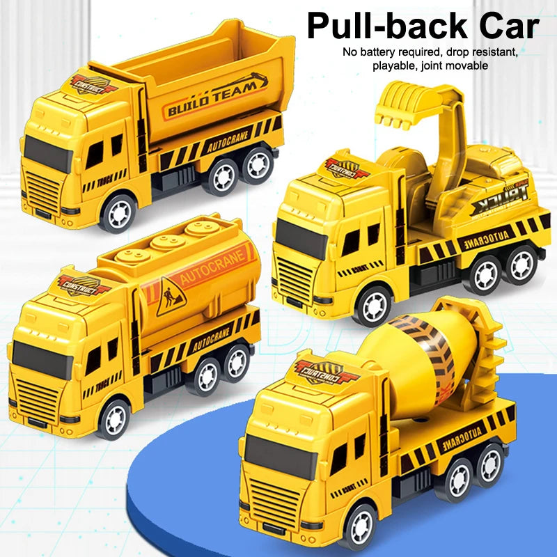 1 Pc Educational Cars Children Kid Pull Back Toy Warrior Engineering Vehicle Model Four Mini Cars