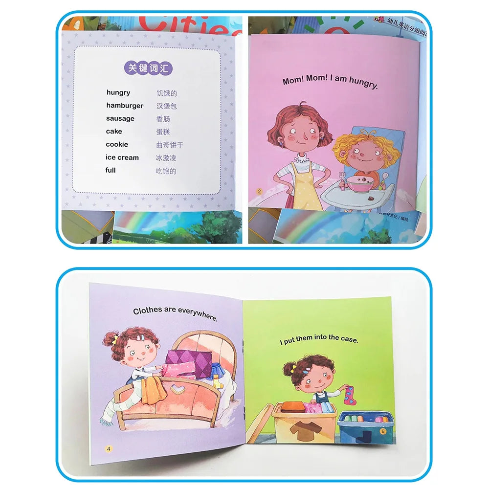 Kids 60 Pocket Books Set English Words Learning Book Enlightenment of Early Childhood Teaching Aids Bedtime Reading Montessori
