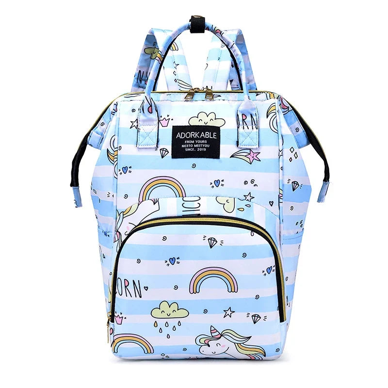 Cartoon Print Mommy Backpack Large Capacity Baby Bottle Storage Bags Baby Diaper Bag Fashion Women's Backpack Maternity Bag New