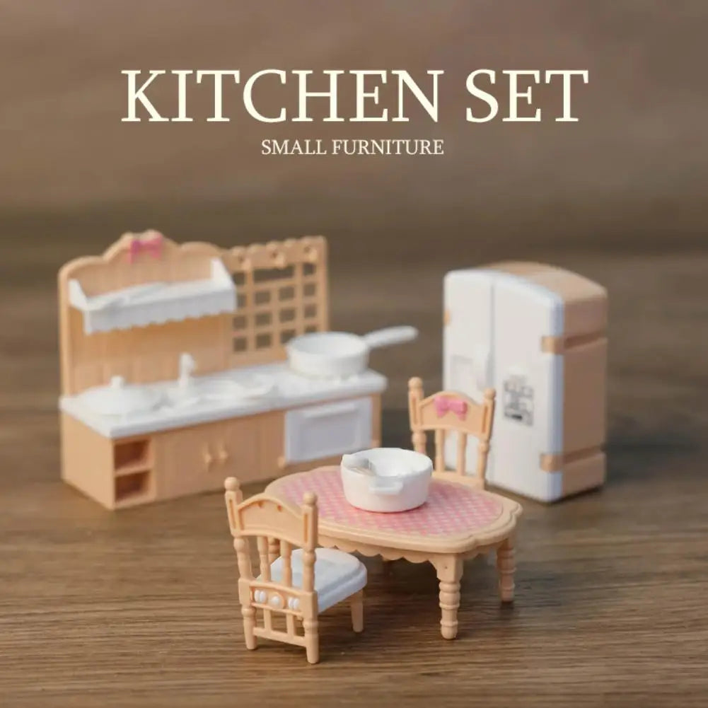 Dollhouse Miniature Furniture DIY Toy Set Forest Family Boys Girls Pretend Play Furniture Toys Living Room Kitchen Doll House